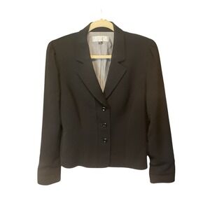 Tahari Arthur S. Levine Women 12 Front Button Single Breast Blazer Jacket Black